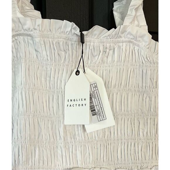 English Factory Women's Smocked Bust Multi Ruffled Maxi Gown Dress - Picture 5 of 7